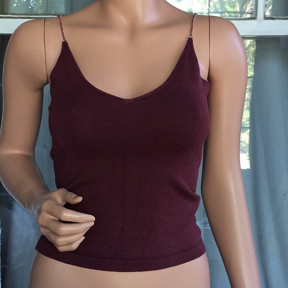 Burgundy cami w/ red stone chain straps